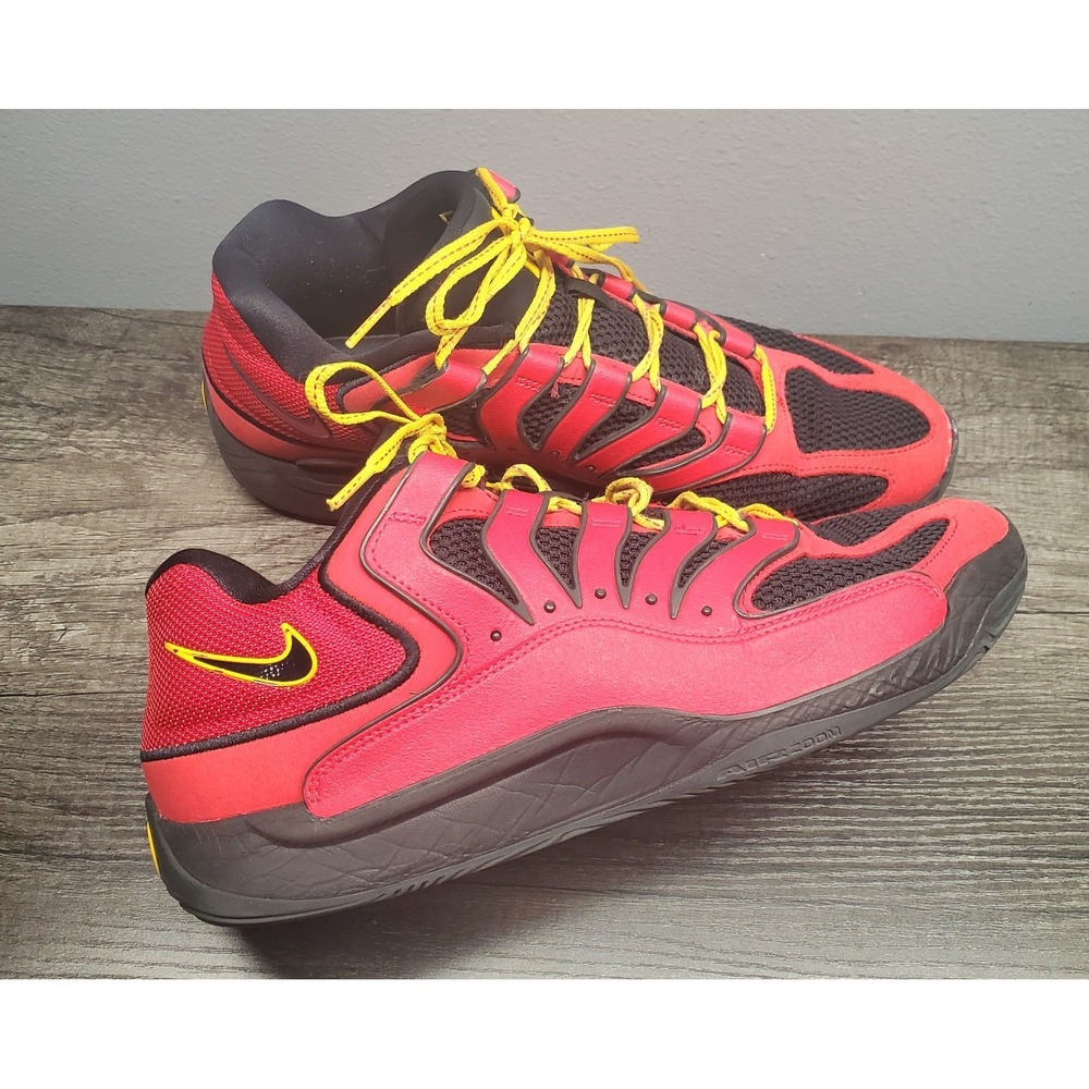 Nike Sneakers KD 18 Air Bakin Mens Size 12 Red Black Yellow HV1992-600 EUC